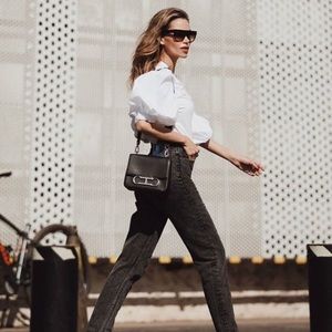 H&M Puff Sleeve White Blouse Top Size XS